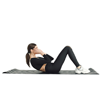Illustration of an individual performing bicycle crunches.