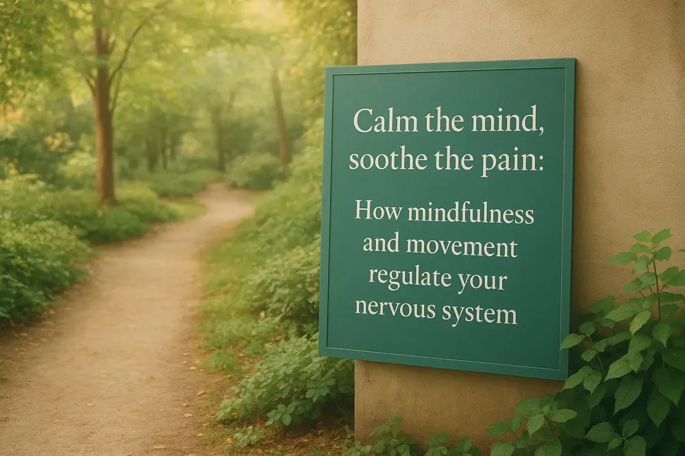 A person practicing mindfulness and breathing to regulate the nervous system for pain management.