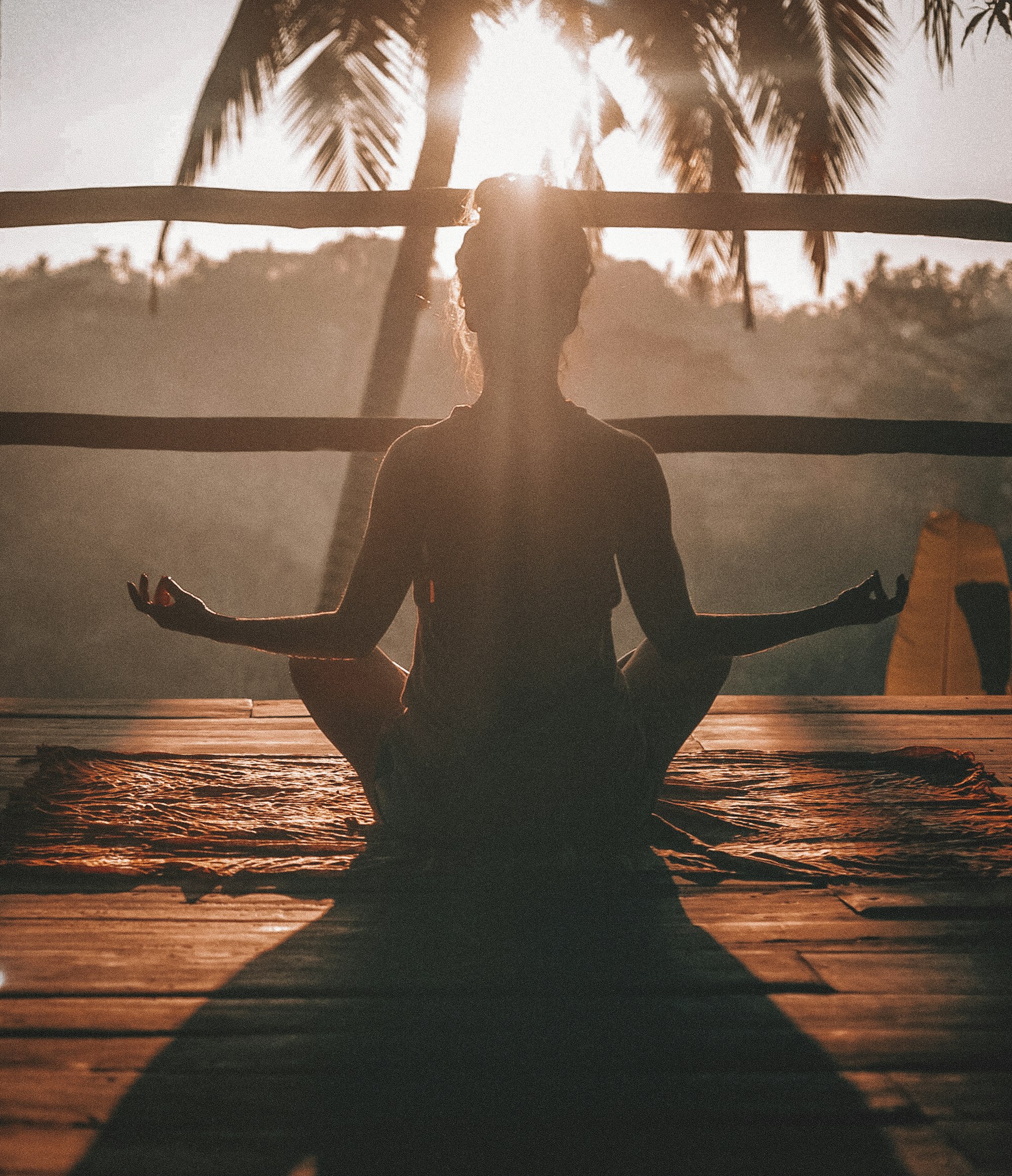 A person practicing focused diaphragmatic breathing for stress relief.