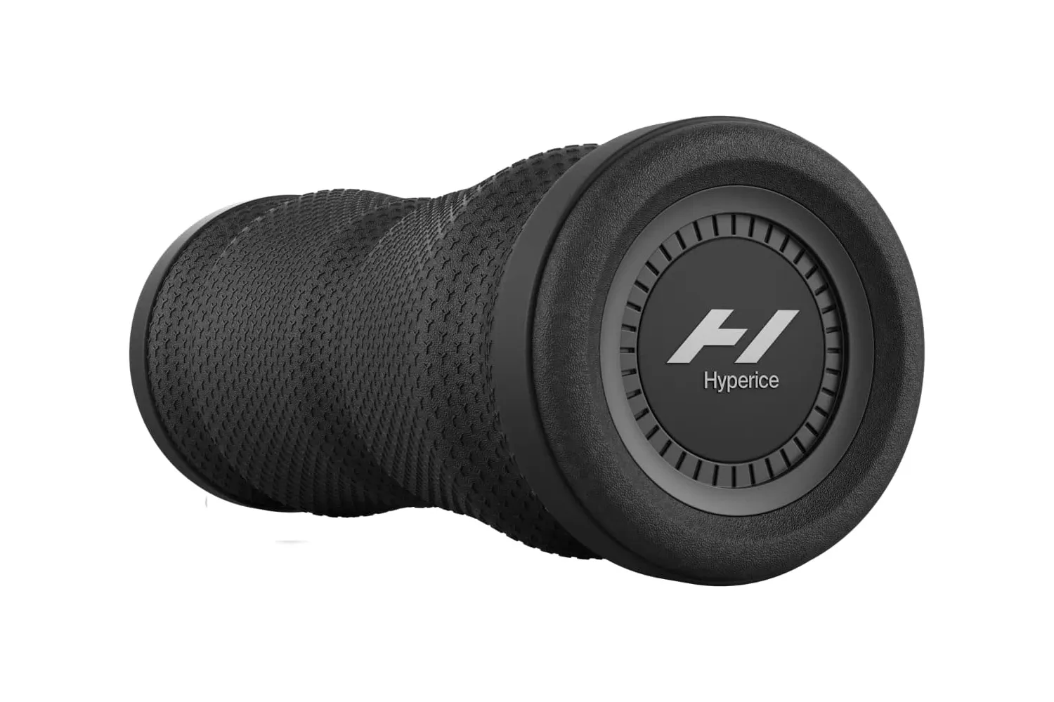 A close-up of the Hyperice Vyper Go massage roller highlighting its textured grip.