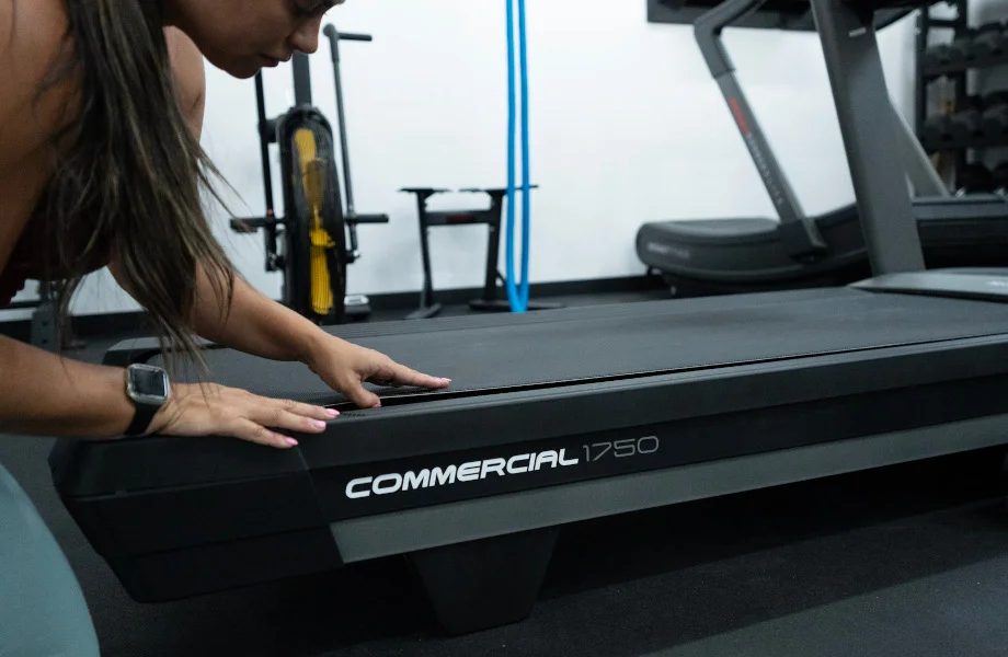 Front view of the NordicTrack Commercial 1750 treadmill featuring its large touchscreen and sturdy frame.