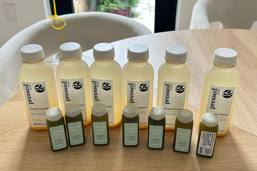 Pressed brand Vacation Prep Pack including various juice bottles and wellness shots.