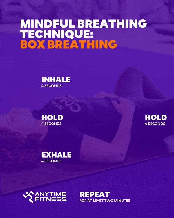 Animated graphic demonstration of the box breathing exercise
