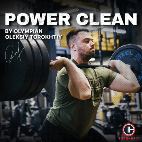 A detailed instructional graphic outlining a power clean training program for athletic performance.