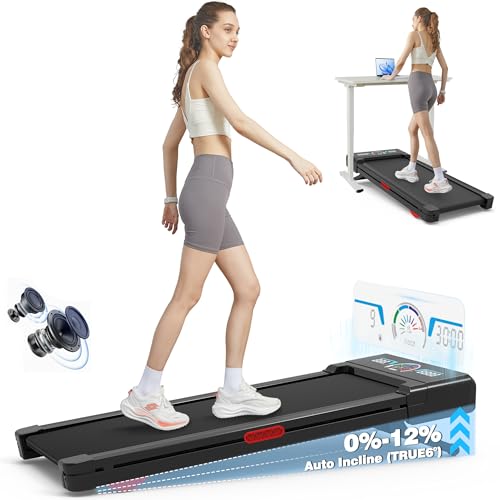 The TRAILVIBER walking pad featuring an incline setting and a high-tech RGB LED screen.