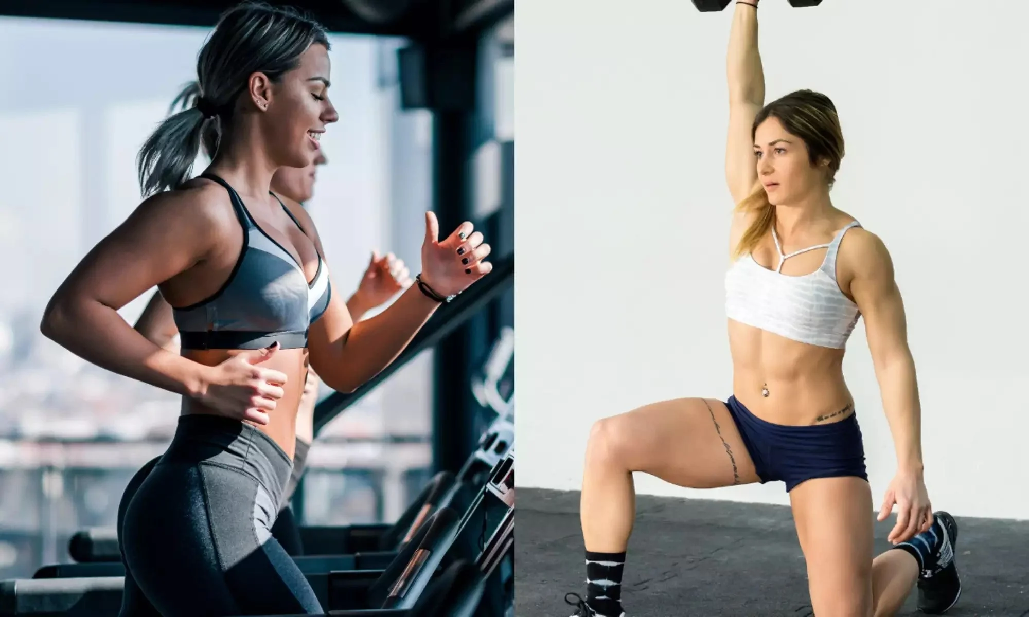 Infographic comparing strength training exercises and cardio activities.